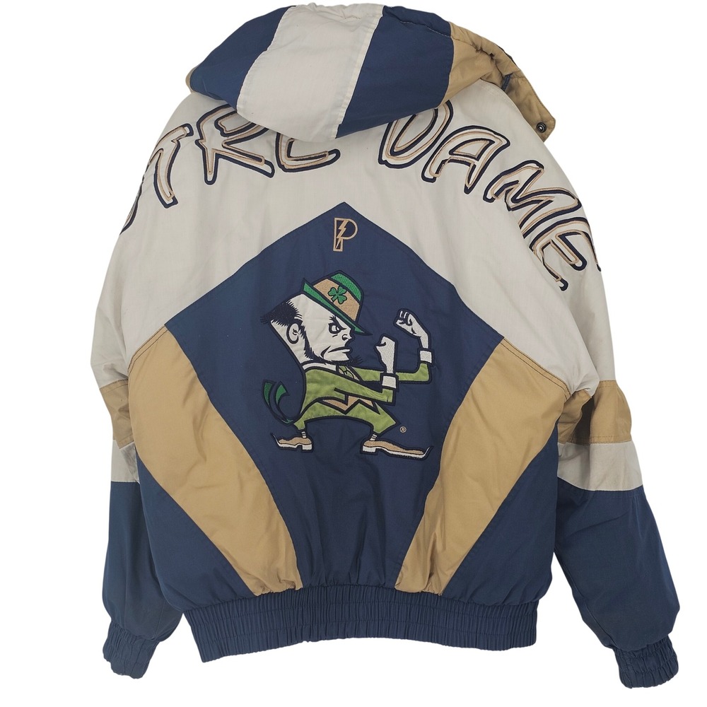 Vintage 90s Notre Dame Fighting Irish Pro Player Jacket L Hooded Puffer College